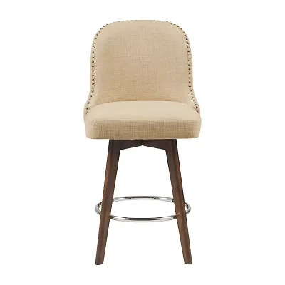 Madison Park Heyes Upholstered Tufted Swivel Counter Height Stool