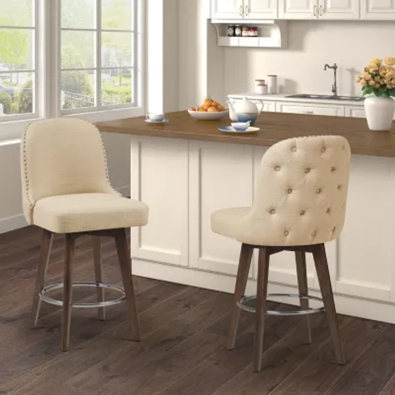 Madison Park Heyes Upholstered Tufted Swivel Counter Height Stool