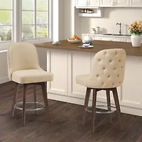 Madison Park Heyes Upholstered Tufted Swivel Counter Height Stool