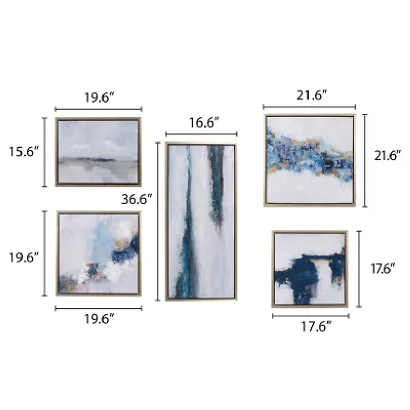 INK+IVY Blue Drift 5-pc. Framed Wall Art Sets