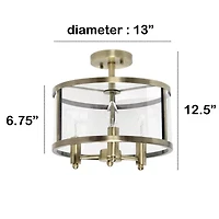 3-Light 13in Industrial Semi Flush Mount Lighting