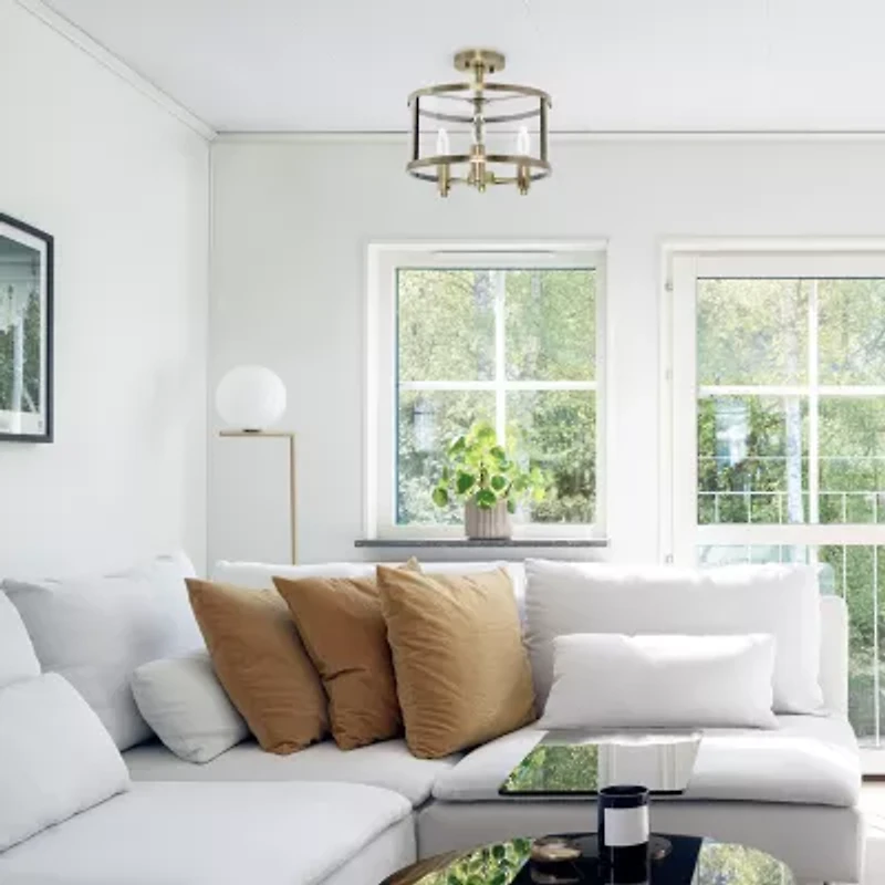3-Light 13in Industrial Semi Flush Mount Lighting