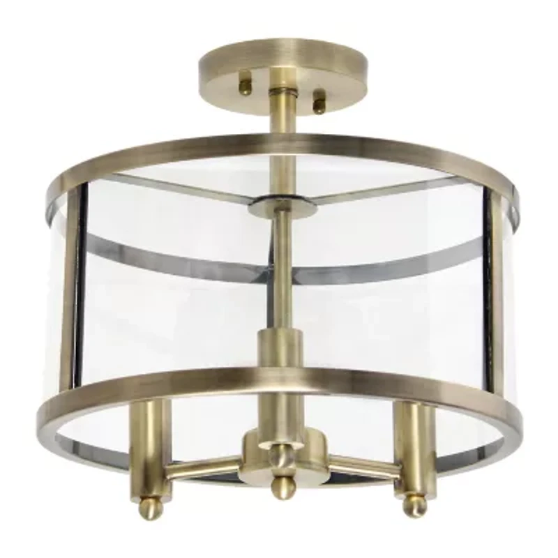 3-Light 13in Industrial Semi Flush Mount Lighting