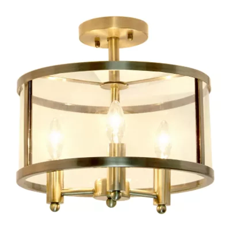3-Light 13in Industrial Semi Flush Mount Lighting