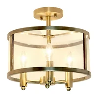 3-Light 13in Industrial Semi Flush Mount Lighting