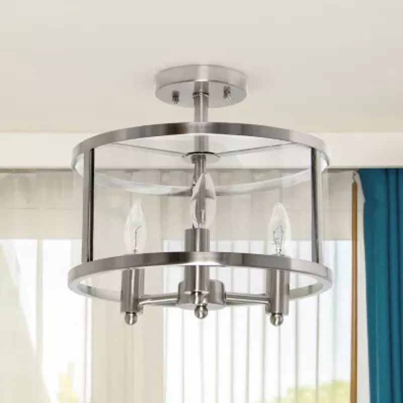 3-Light 13in Industrial Semi Flush Mount Lighting