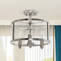 3-Light 13in Industrial Semi Flush Mount Lighting