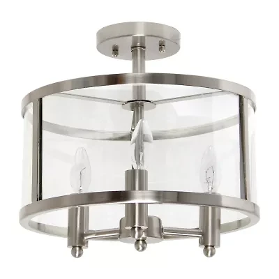 3-Light 13in Industrial Semi Flush Mount Lighting
