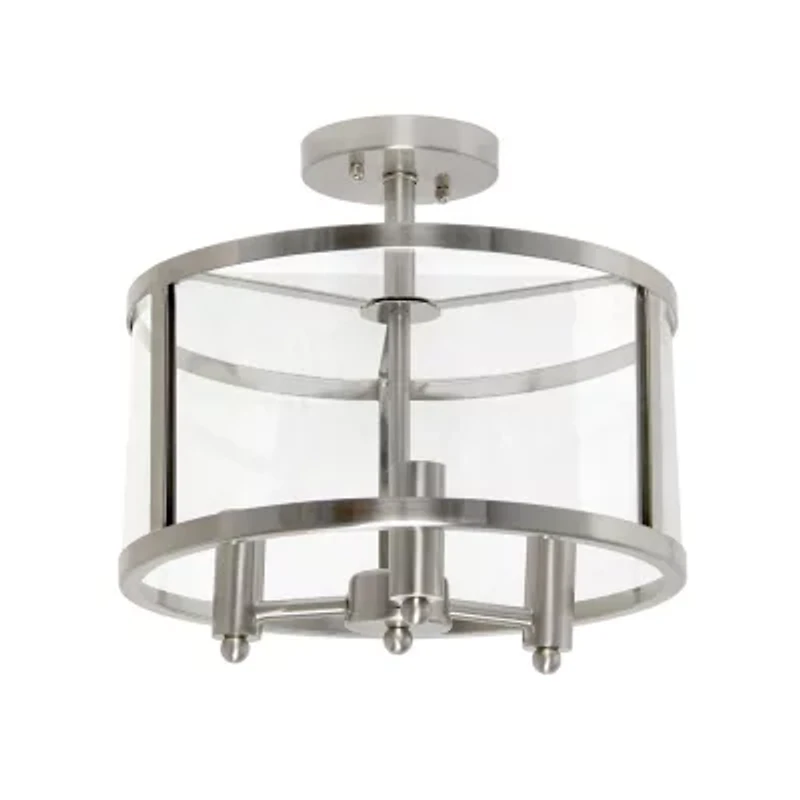 3-Light 13in Industrial Semi Flush Mount Lighting