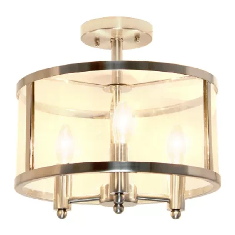 3-Light 13in Industrial Semi Flush Mount Lighting