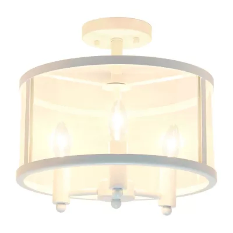 3-Light 13in Industrial Semi Flush Mount Lighting