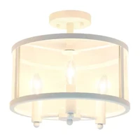 3-Light 13in Industrial Semi Flush Mount Lighting