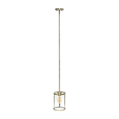 1-Light 9.25" Adjustable Hanging Cylindrical Clear Glass Pendant Light