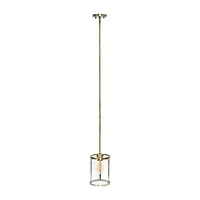 1-Light 9.25" Adjustable Hanging Cylindrical Clear Glass Pendant Light