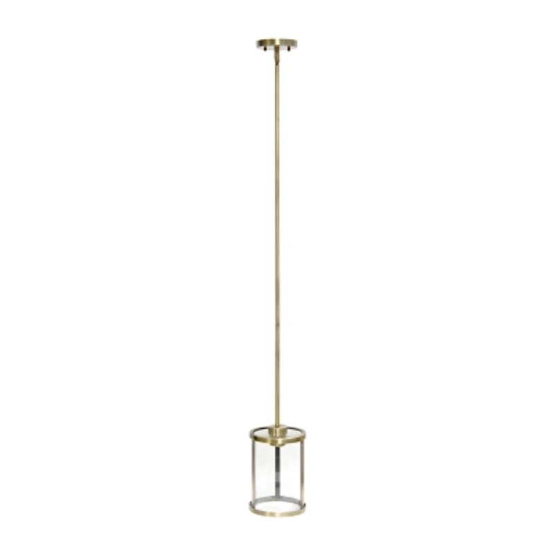 1-Light 9.25" Adjustable Hanging Cylindrical Clear Glass Pendant Light