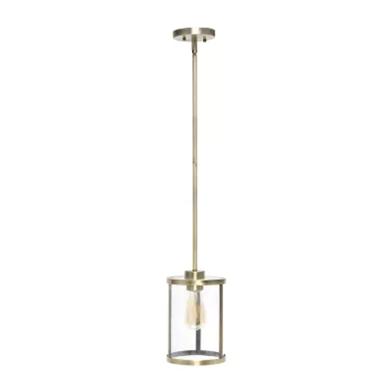 1-Light 9.25" Adjustable Hanging Cylindrical Clear Glass Pendant Light