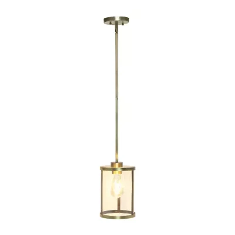1-Light 9.25" Adjustable Hanging Cylindrical Clear Glass Pendant Light