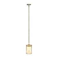 1-Light 9.25" Adjustable Hanging Cylindrical Clear Glass Pendant Light