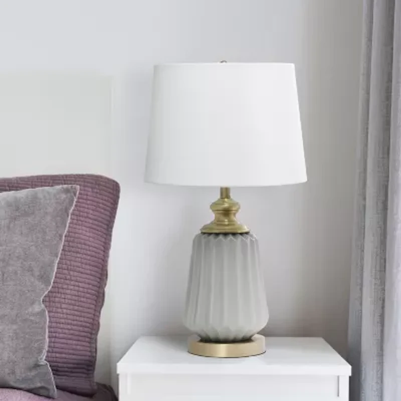All the Rages 25" Classic Fluted Ceramic And Metal Ceramic Table Lamp