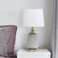 All the Rages 25" Classic Fluted Ceramic And Metal Ceramic Table Lamp
