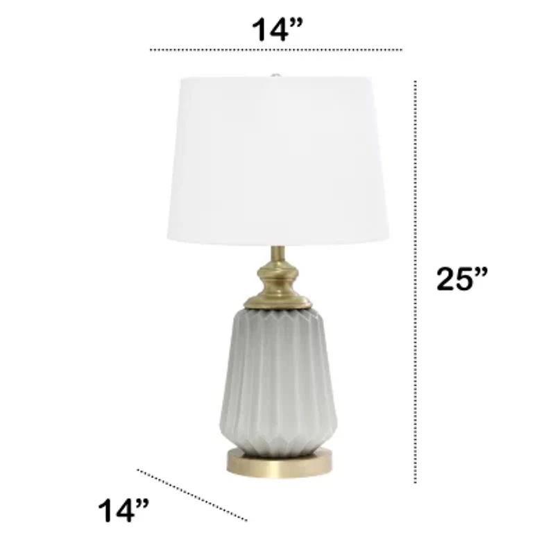 All the Rages 25" Classic Fluted Ceramic And Metal Ceramic Table Lamp