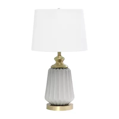 All the Rages 25" Classic Fluted Ceramic And Metal Ceramic Table Lamp