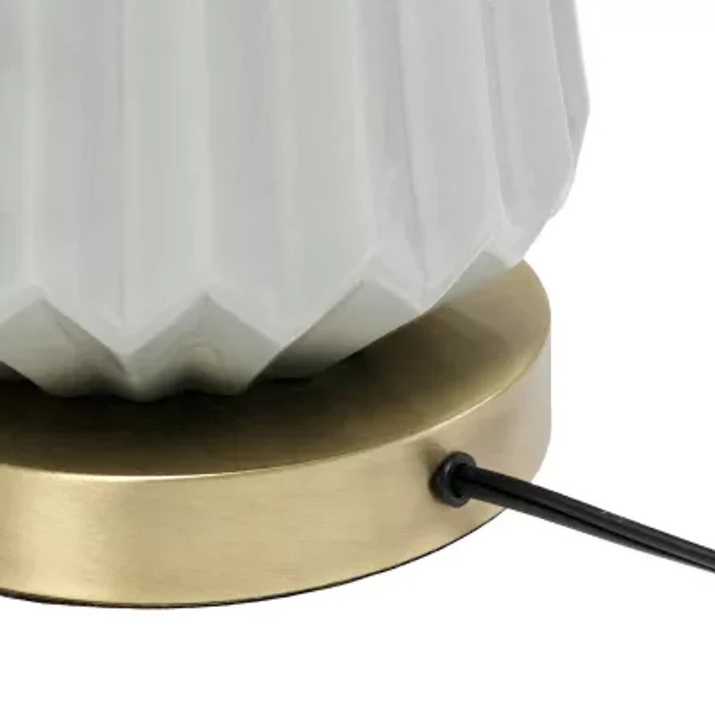 All the Rages 25" Classic Fluted Ceramic And Metal Ceramic Table Lamp