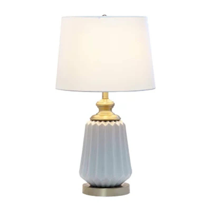 All the Rages 25" Classic Fluted Ceramic And Metal Ceramic Table Lamp