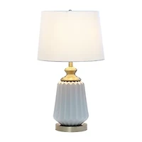 All the Rages 25" Classic Fluted Ceramic And Metal Ceramic Table Lamp