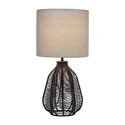 All the Rages 21" Vintage Rattan Wicker Style Paper Rope Bedside Table Lamp
