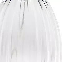 17.63" Contemporary Fluted Glass With Gray Fabric Shade Lamp Table