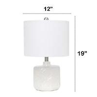 19" Off White Ceramic Eyelet Table Lamp