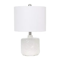 19" Off White Ceramic Eyelet Table Lamp