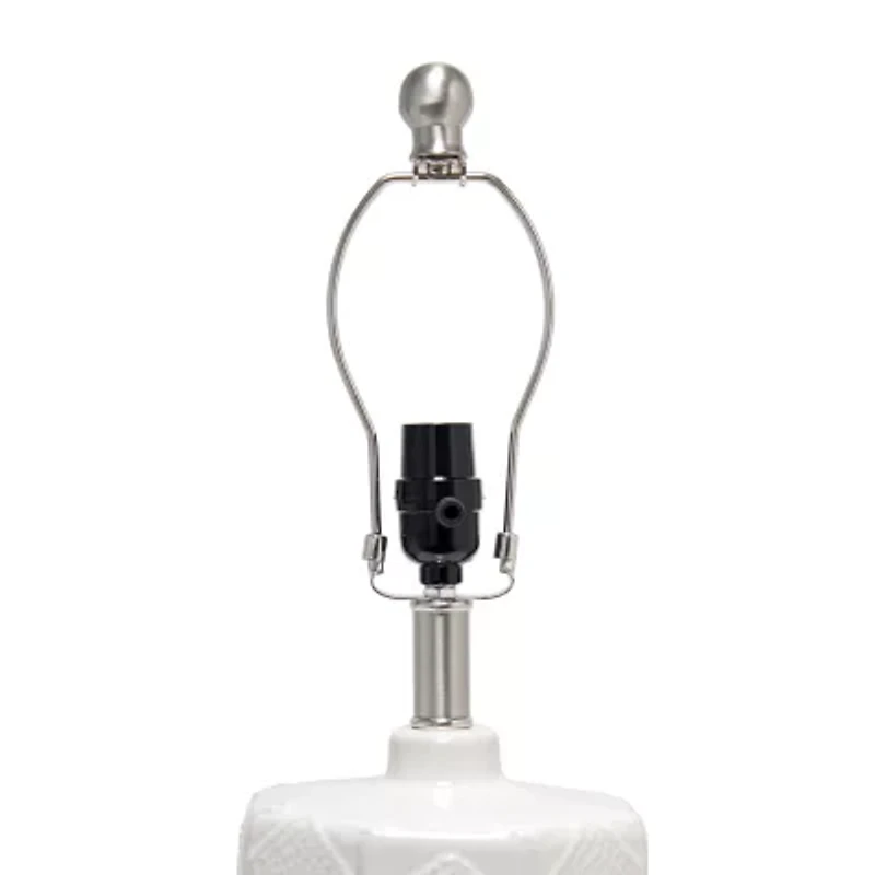 19" Off White Ceramic Eyelet Table Lamp
