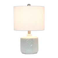 19" Off White Ceramic Eyelet Table Lamp