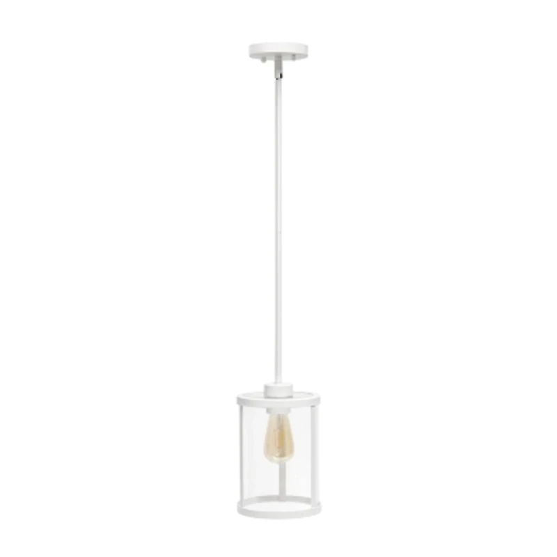 1-Light 9.25" Adjustable Hanging Cylindrical Clear Glass Pendant Light