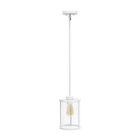 1-Light 9.25" Adjustable Hanging Cylindrical Clear Glass Pendant Light
