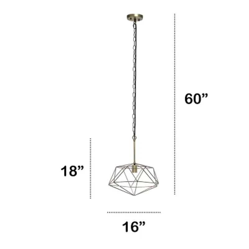 All the Rages 1-Light 16" Modern Metal Wire Paragon Hanging Pendant Light