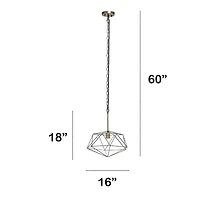 All the Rages 1-Light 16" Modern Metal Wire Paragon Hanging Pendant Light