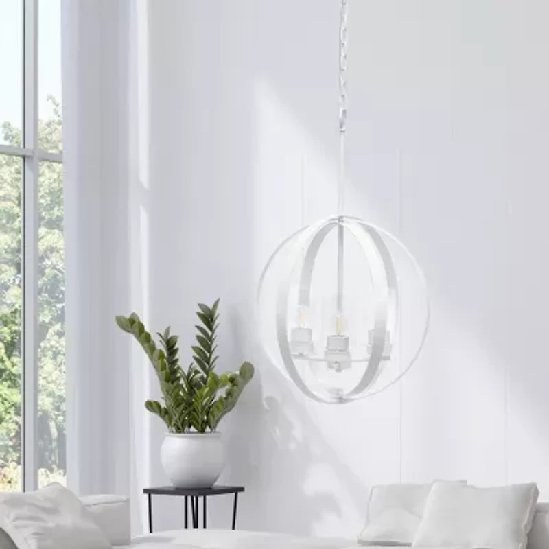 3-Light 18" Adjustable Globe Clear Glass Ceiling Pendant