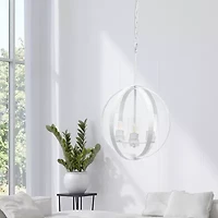 3-Light 18" Adjustable Globe Clear Glass Ceiling Pendant