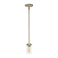 1-Light 5.75" Adjustable Hanging Clear Cylinder Glass Pendant