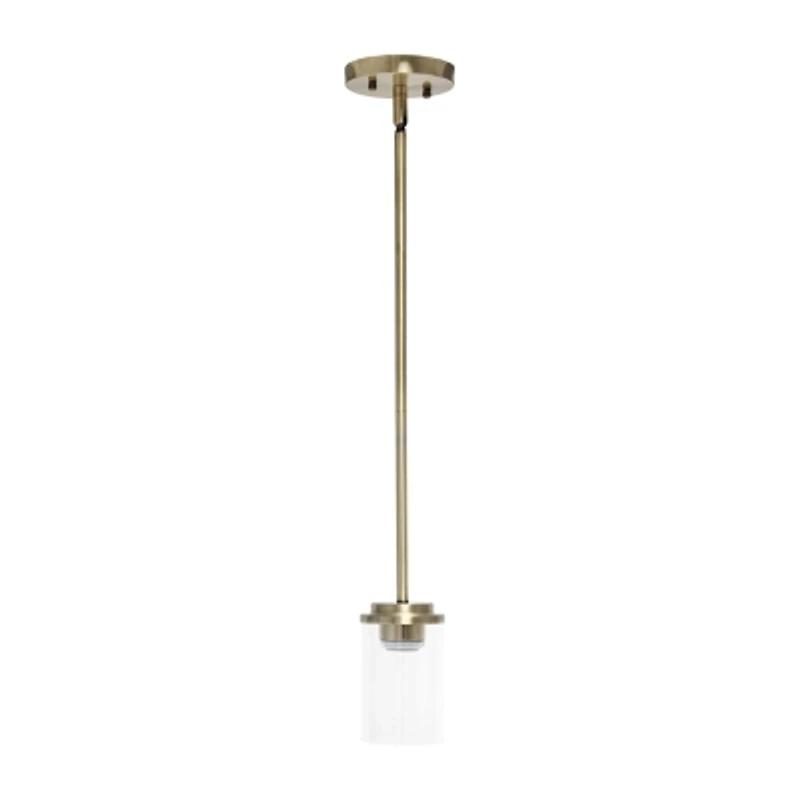 1-Light 5.75" Adjustable Hanging Clear Cylinder Glass Pendant