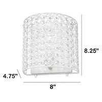 All the Rages 8" Modern Contemporary 1-Light Crystal And Metal Wall Sconce