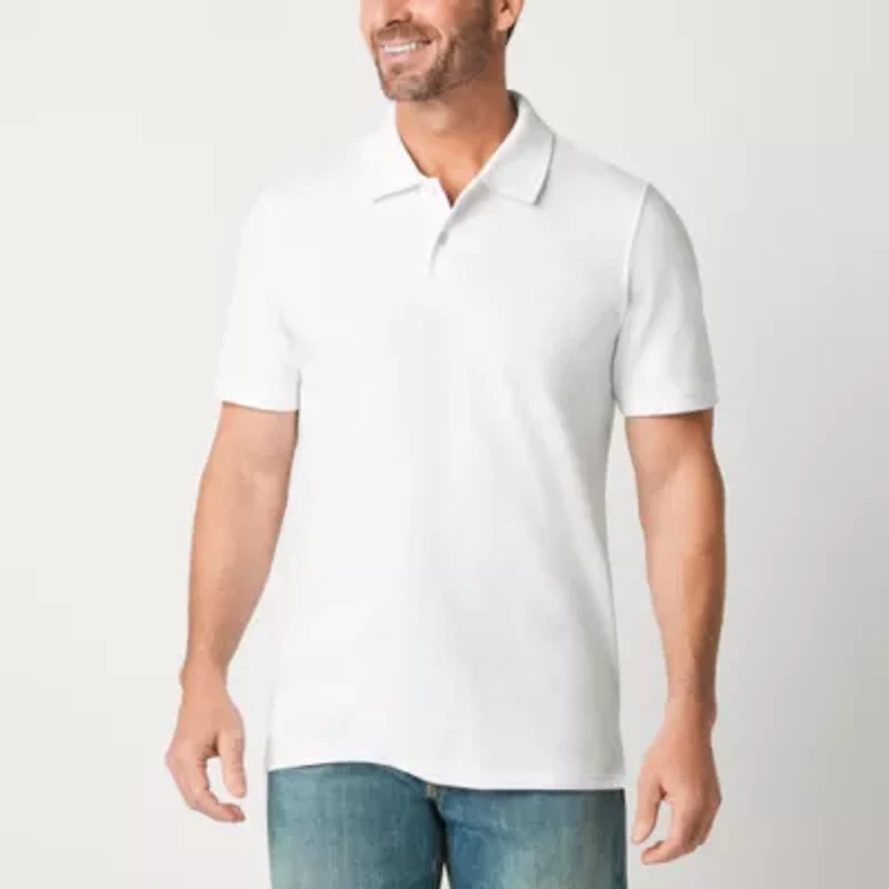 St. John's Bay Premium Stretch Mens Classic Fit Short Sleeve Polo Shirt