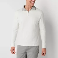 St. John's Bay Mens Mock Neck Long Sleeve Quarter-Zip Pullover