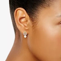 Womens White Cultured Freshwater Pearl 14K Two Tone Gold Over Silver Drop Earrings
