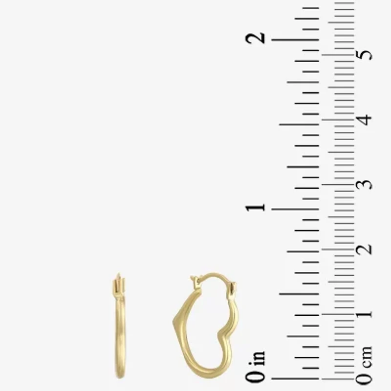 Womens 14K Gold 14mm Heart Hoop Earrings