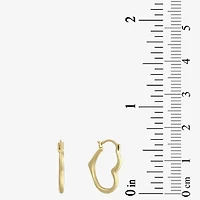 Womens 14K Gold 14mm Heart Hoop Earrings