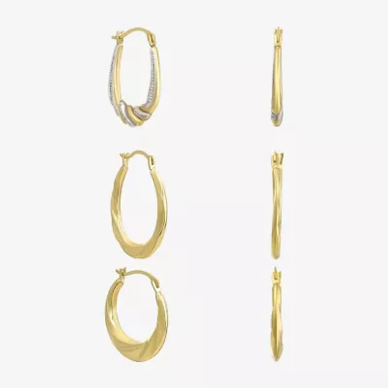 Women's Cubic Zirconia 14K Gold 6 Pair Earring Set